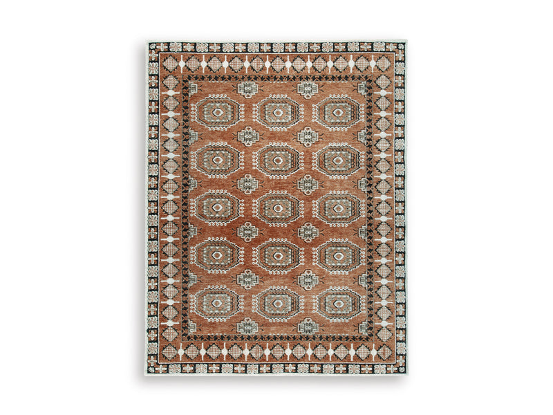 Sienna Ivory and Black Geometric Medallion High-Low Rug