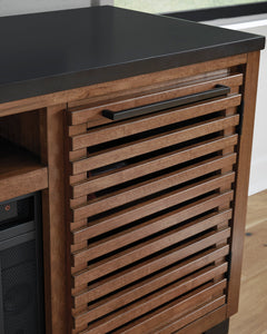 Warm Brown/Black TV stand with two cabinet doors, product view 6 - 6