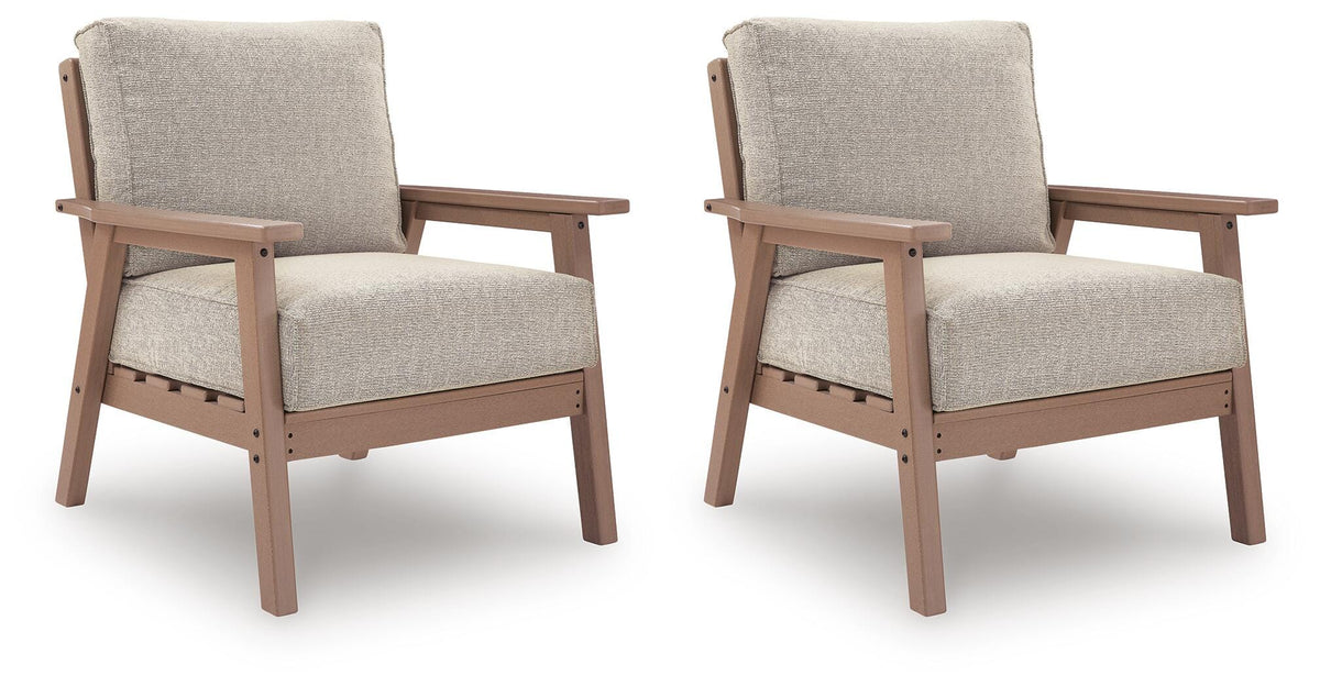 Driftwood, complete pair of cushioned lounge chairs