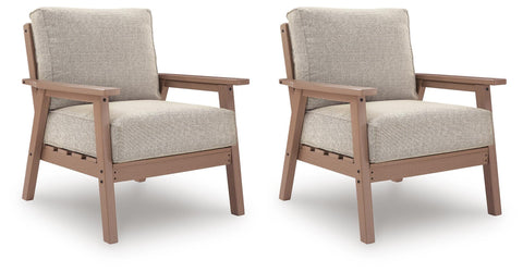 Driftwood HDPE Outdoor Lounge Chairs with Cushions, Set of 2