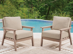 Driftwood, two-chair set in outdoor setting; accessories excluded - 2