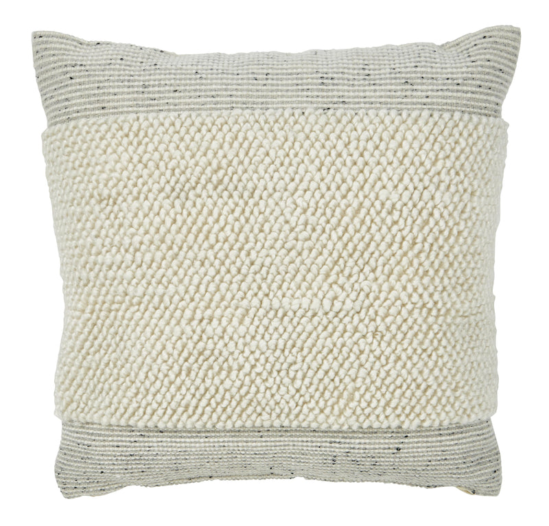 20-Inch Gray and White Handwoven Textured Pillow