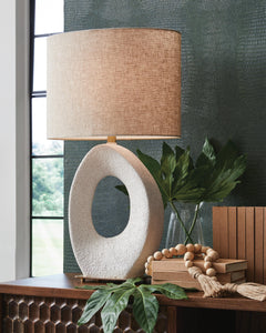 Cream/Gold Finish / Table Lamp, room setting; accessories not included - 2
