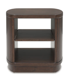 Dark Brown square end table with lower shelf, product view 2 - 2