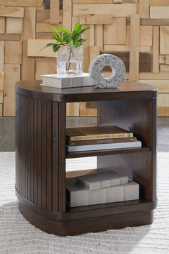 Dark Brown square end table with lower shelf, product view 5 - 5