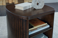 Dark Brown square end table with lower shelf, product view 6 - 6