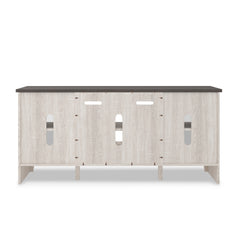 Two-tone TV stand with glass doors and gray grain top, product view 3 - 3