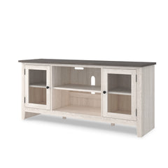 Two-tone TV stand with glass doors and gray grain top, product view 5 - 5