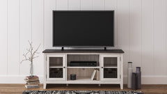 Two-tone TV stand with glass doors and gray grain top, product view 6 - 6