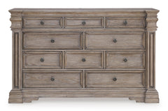 Light Grayish Brown, full front view of ten-drawer dresser - 3