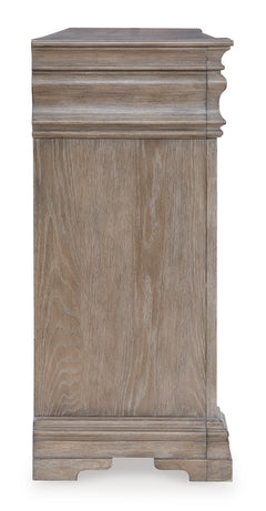 Light Grayish Brown, side view of ten-drawer dresser - 4