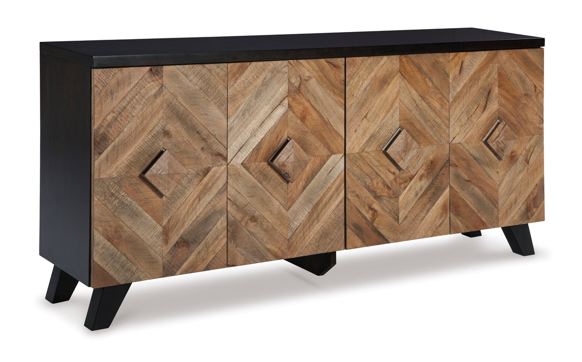 Two-tone Brown accent cabinet, full product view
