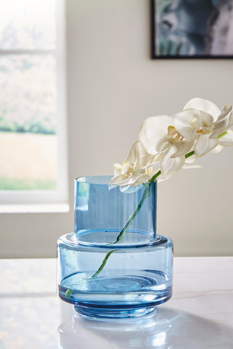 Bealen Dark Blue Glass Indoor-Outdoor Vase