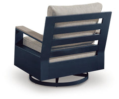 Navy Blue/Driftwood, rear chair and swivel base view - 4