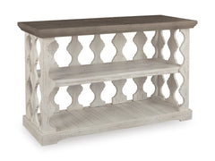 Gray/White console table with display shelves, full product view - 1