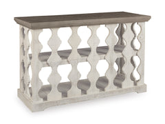 Gray/White console table with display shelves, product view 2 - 2