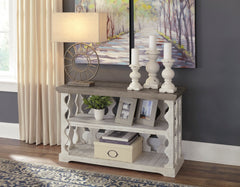 Gray/White console table with display shelves, product view 3 - 3