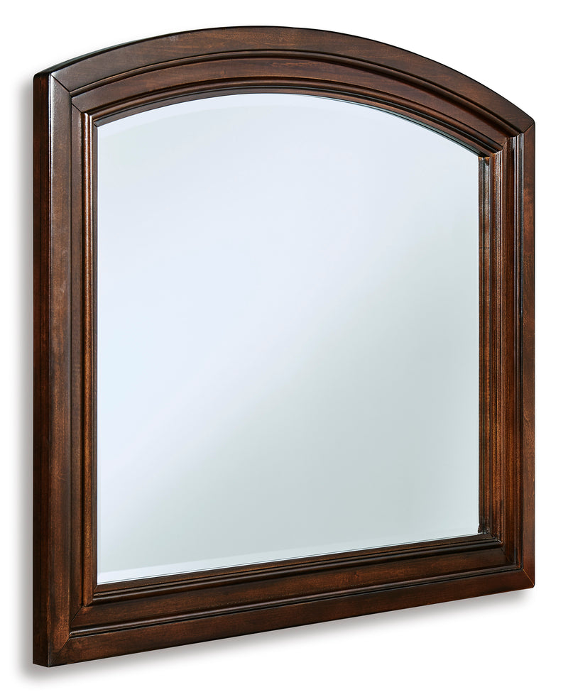 Rustic Brown Arched Bedroom Mirror