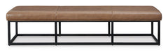 Caramel, full front view of the leather accent bench - 3