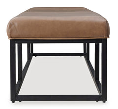 Caramel, full side view of the leather accent bench - 4