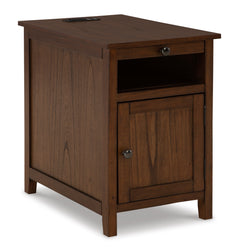 Brown Storage Chairside End Table with Charging, full product view - 13