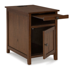 Brown Storage Chairside End Table with Charging, product view 2 - 14