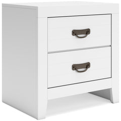 White, complete two-drawer nightstand, angled view - 1