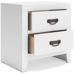 White, nightstand with drawers open - 2