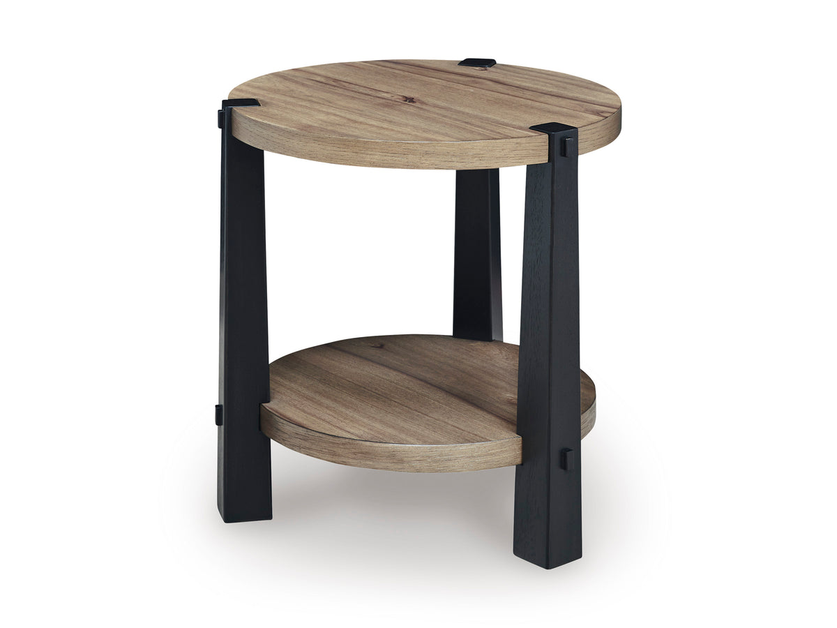 Light Brown/Black end table, full product view