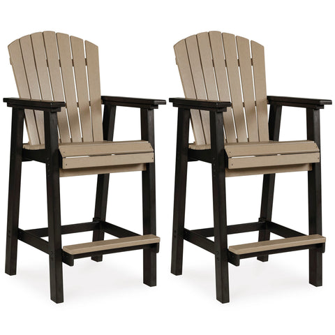 Black and Driftwood HDPE Outdoor Bar Stools, Set of 2