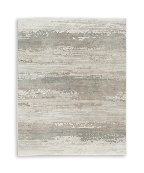 Gray Taupe and Beige Abstract Stripe High-Low Rug