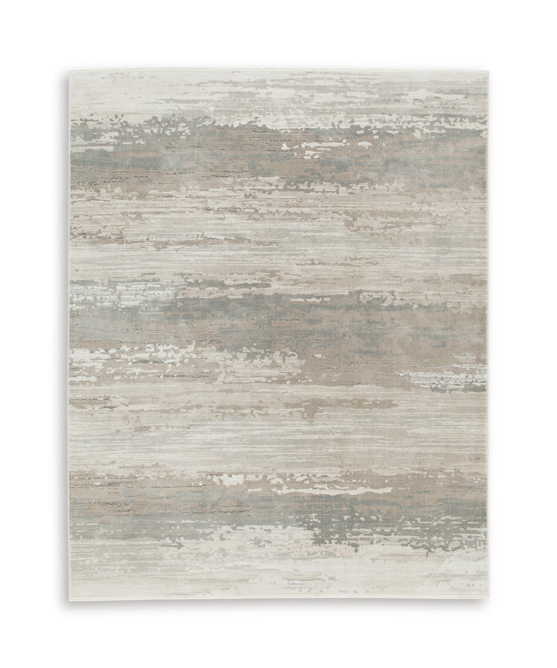 Gray Taupe and Beige Abstract Stripe High-Low Rug