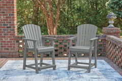 Dark Gray / Outdoor Bar Stool Set, both chairs in outdoor setting; other furniture excluded - 2