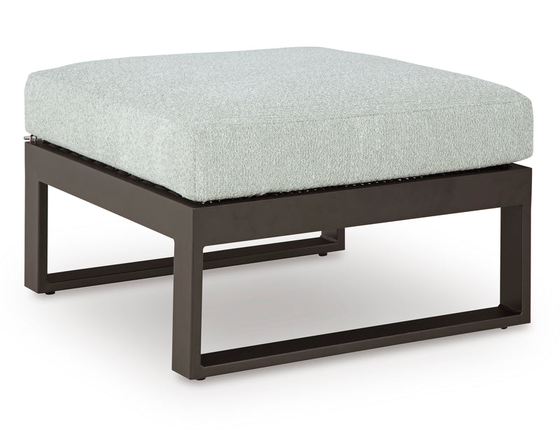 Black Aluminum Outdoor Ottoman with Gray Cushion