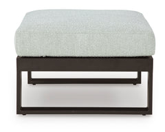 Black/Gray, front view of complete cushioned ottoman - 2