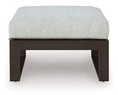 Black/Gray, side view of complete cushioned ottoman - 3