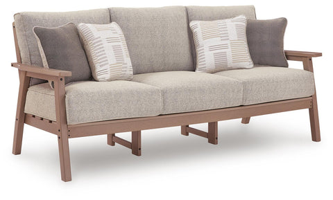 Driftwood HDPE Outdoor Sofa with Cushions and Four Pillows