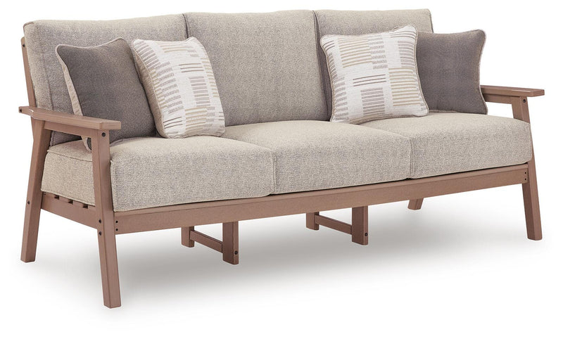 Driftwood HDPE Outdoor Sofa with Cushions and Four Pillows