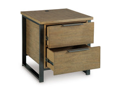 Light Brown two drawer charging end table, product view 2 - 2