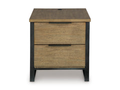 Light Brown two drawer charging end table, product view 3 - 3