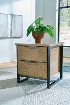 Light Brown two drawer charging end table, product view 5 - 5