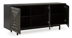 Distressed Black Accent Cabinet, view 3 - 3