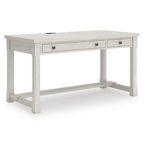 Antique White Home Office Desk with Keyboard Drawer and USB Charging