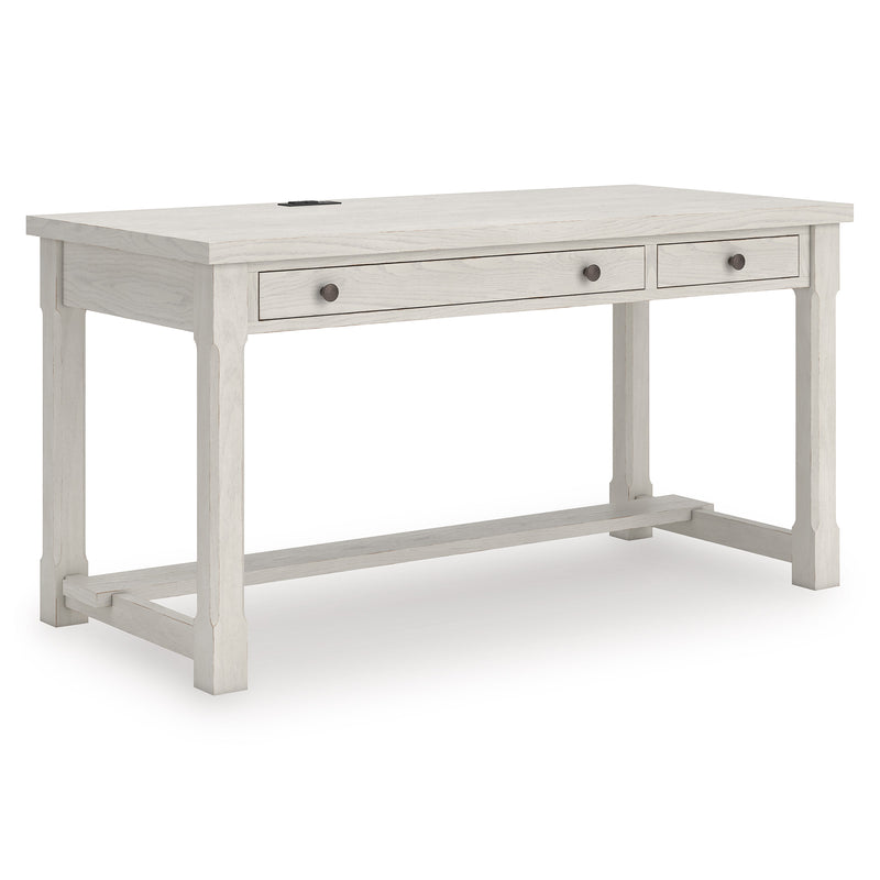 Antique White Home Office Desk with Keyboard Drawer and USB Charging