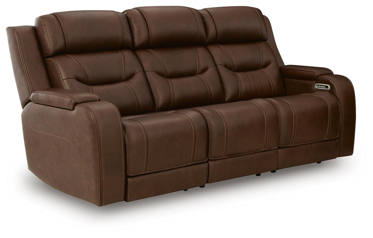 Brown, complete sofa closed angle view