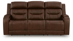Brown, complete sofa closed front view - 4