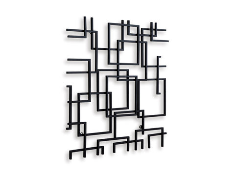 Black Overlapping Squares Metal Wall Sculpture