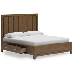 Light Brown Bed King, view 2; selected furniture detail; mattress bedding and decor excluded - 14