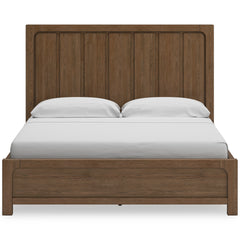 Light Brown Bed King, view 3; selected furniture detail; mattress bedding and decor excluded - 15