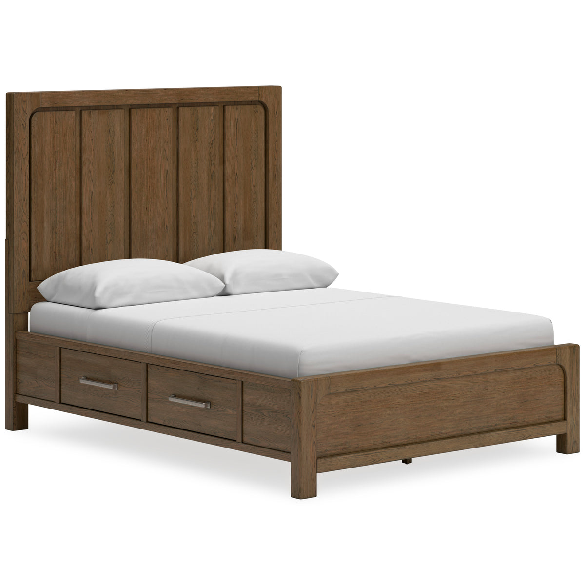 Light Brown Bed Queen, view 1; selected furniture detail; mattress bedding and decor excluded